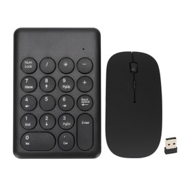 Numeric Keypad Portable Slim 2.4GHz USB Wireless Mini Black Numeric Keyboard Mouse Combo Set for Laptops Desktops PCs