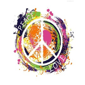 DVWIVGY Hippie Peace Symbol 5D Diamond Painting Kits DIY for Adults Kids Watercolor Love Colorful Style DIY Diamond Paint by Numbers Kit for Home Wall Decor 12x16