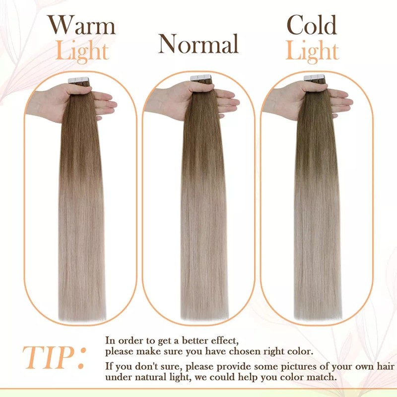 Easyouth Extensiones Cabello Real 40gr 14in Balayage Marrón Cenizo Fa