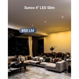 Sunco 24 Pack 4 Inch LED Recessed Ceiling Lights Ultra Thin, Canless Slim with Metal Junction Box, 850 LM Selectable CCT 2700K/3000K/4000K/5000K/6000K, Dimmable, 8W=55W, Wafer Thin