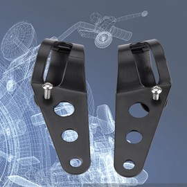 Cocoarm Motorrad-Scheinwerfer-Halterung Bracket Kit Scheinwerfer Montage-Halterung Scheinwerferhalterung für Chopper Cafe Racer mit 33-43 Mm Gabelröhrchen Einfacher Installation Schmiedeeisen (BLACK)