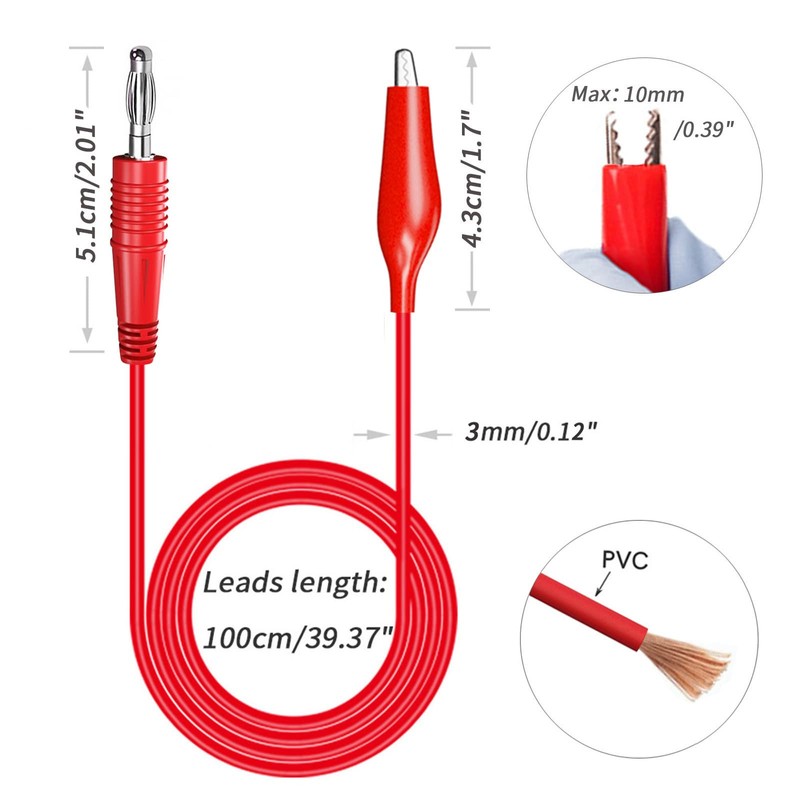 Cleqee 4mm Banana Plug to Alligator Clips Test Leads Kit