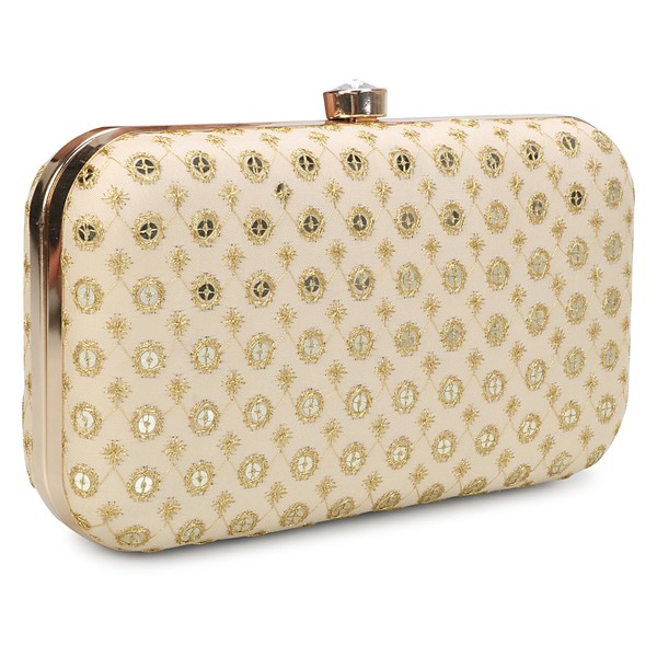 Hand Crafted LONGING TO BUY Designer Box Clutch - Zari