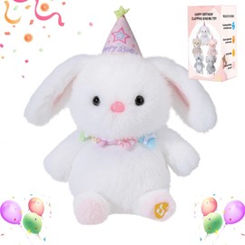 MILEGI Happy Birthday Interactive Bunny, Clapping Activates Singing Dancing Shaking, Musical Birthday Stuffed Animal Recording Mimicking Toy, Cute Bunny Plush Gifts for Kids Girls Boys