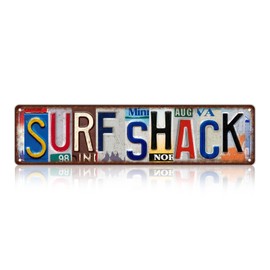 TREEPERI Vintage Surf Shack Street Sign Wall Decor Metal Tin Signs for Bar Home Bedroom Garage