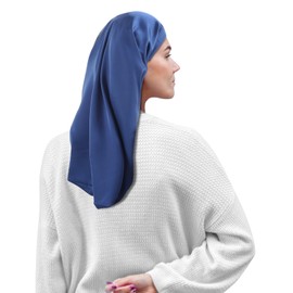 ALASKA BEAR Natural Silk Lined Shower Cap Hair Bonnet for Curly Dry Hair/Medium Length/Semi Thick Hair, Versatile & Adjustable, Unisex(Navy Blue)