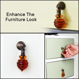 Indian Shelf 6 Pack Glass Decorative Drawer Pull Knobs Amber Bee Hive Bronze Drop Dresser Pulls Handmade Pendant Cabinet Pulls Kitchen Unique Vintage Door Handles Interior