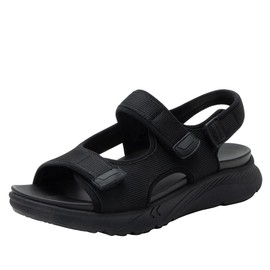 Alegria Women's Sandie Lightweight Athletic Recovery Backstrap Slip On Sport Slide Sandal Black 5-5.5 M US