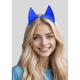 Delfd Blue Cat Ears Headband, Cute Blue Cat Ear Hairband for Makeup Face Washing, One Size Fits All