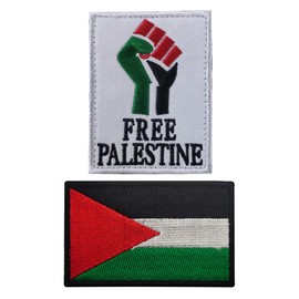 2 PCS AliPlus Palestine Flag Patches Free Palestine Embroidered Tactical Military Morale Patch Applique Fastener Hook and Loop