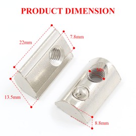 Rierdge 12 Pcs 4040 Series M6 Half Round Roll in Spring T Nuts, Roll in Spring Loaded T Nut for European Standard 40 Series 8mm T-Slot Aluminum Extrusion Profile