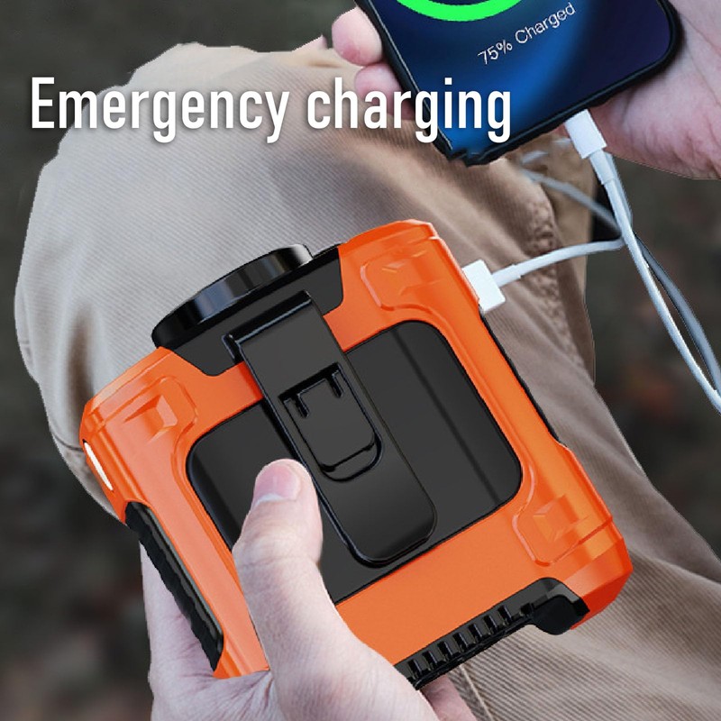 Greensen 10.000 MAh USB-Hüftventilator mit Trageband, Integrierter Typ-C-Eingangsanschluss, 3-Gang-LED-Licht, Nackenventilator,