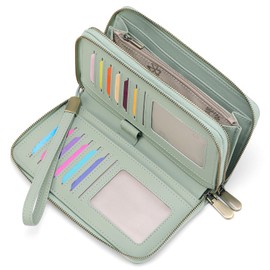 GAEKEAO Wallet for Women Clutch Leather RFID Blocking Wristlet Purse Zip Around Wallets Large Capacity Credit Card Holder