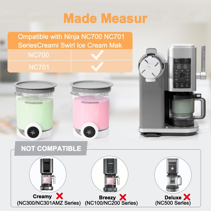 NiuBeBe Ninja Swirl CREAMi Replacement Containers, Compatible with Ninja Creami