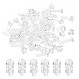 PATIKIL M3x10mm Clear Acrylic Screws and Hex Nuts Kit, 50 Set PC Plastic Phillips Round Head Bolts for Machine Accessories, Transparent