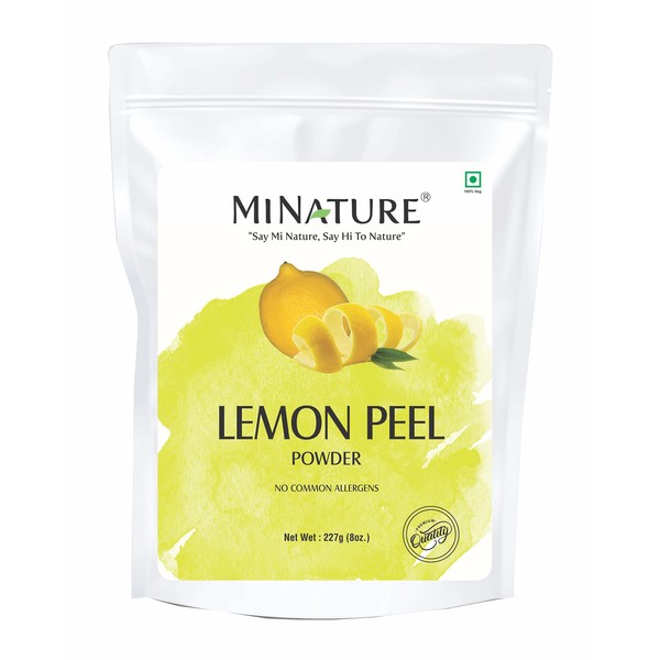 Lemon Peel (Citrus Limon) Powder by mi nature| 100% Pure and Natural | 227g,(8oz), (1/2 lb) | Vegan | Non-GMO | For Skin care | Used for Soap making | Stimulate hair growth