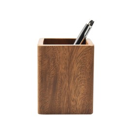 Eyintlofc Walnut Wooden Pencil Holder Cup for Desk Natural Wood Pen Holder Stand for Office Home (Square)