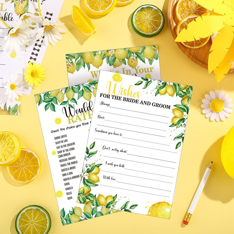 Lemon Bridal Shower Game Bridal Shower Favors Wedding Shower Games