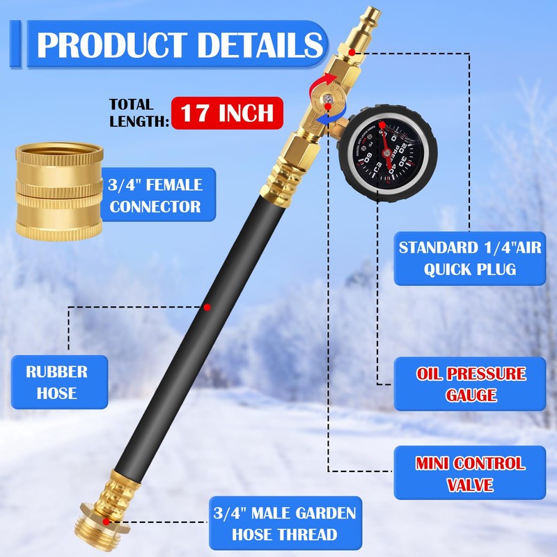 Boltigen Upgraded RV Winterizing Kit, 17'' RV Winterizing Hose with