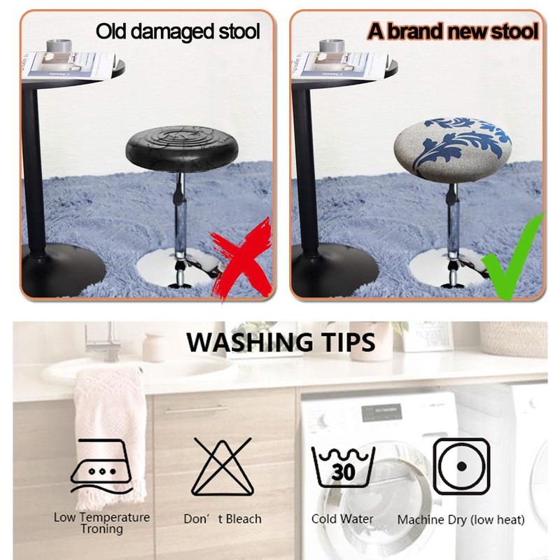 Levoberg Stool Cover Round 4 Pack Printed Bar Stool Seat