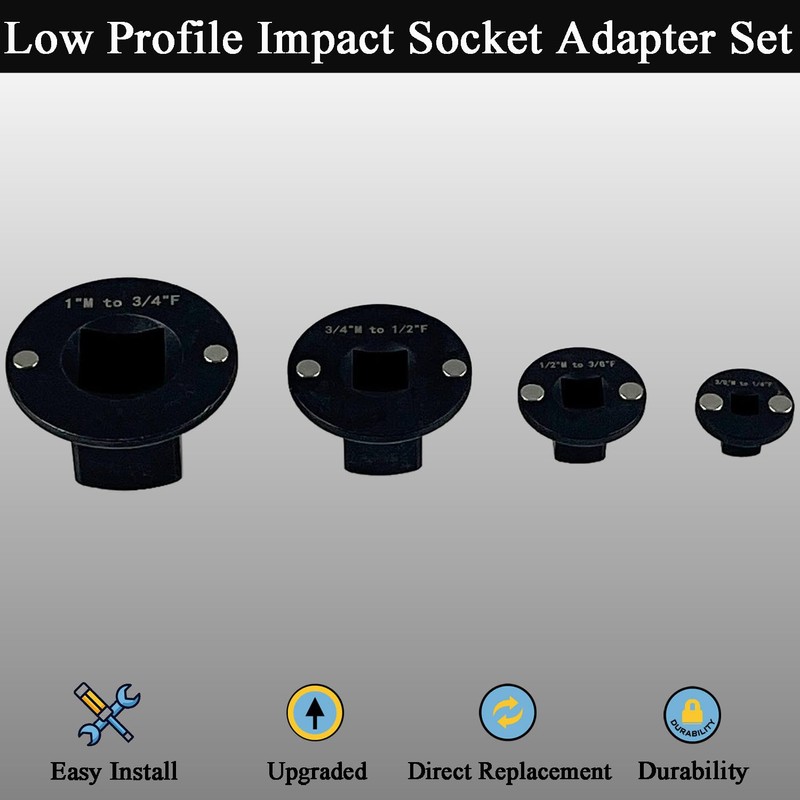 LLANNDER Low Profile Impact Socket Adapter Set, 4PCS Drive Ratchet