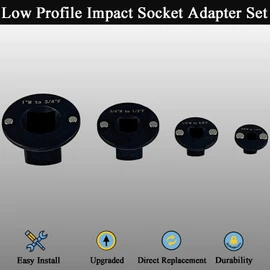 LLANNDER Low Profile Impact Socket Adapter Set, 4PCS Drive Ratchet Adapter Set for Tight Spaces, 3/4" to 1", 1/2" to 3/4", 1/2" to 3/8", 1/4" to 3/8", for Automotive & DIY Tools