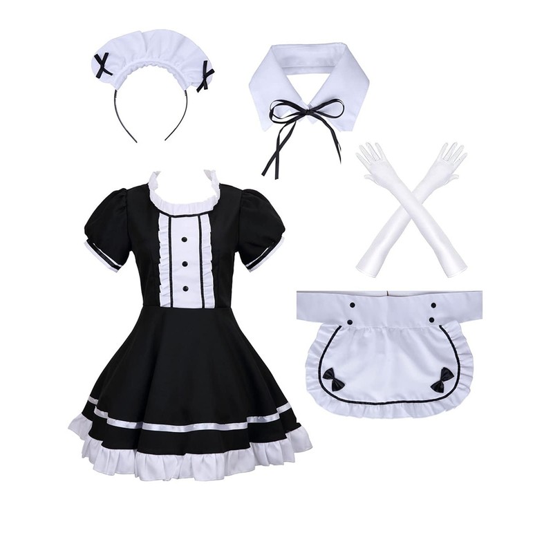 Colorful House Women's Cosplay French Apron Maid Fancy Dress Costume