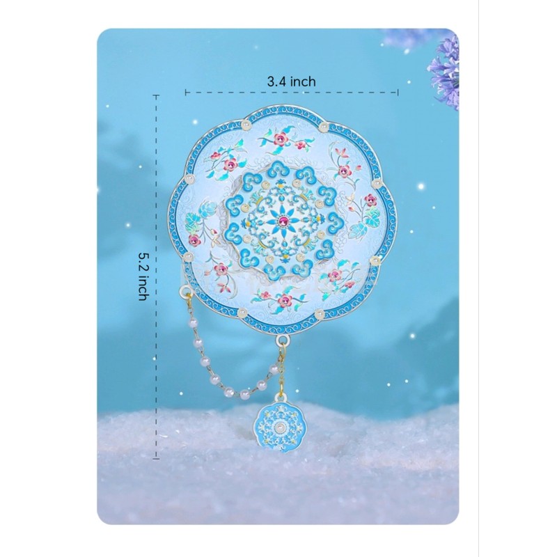 Compact Mirror, Exquisite Retro mini Travel Makeup Mirror (Blue)