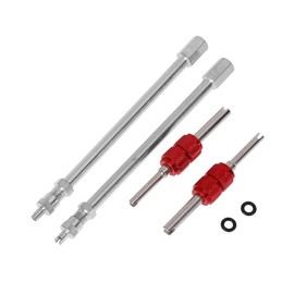 REPAIROCK 1 Set 130mm Tire Valve Extension with Double-Ended Valve Core Removal Screwdriver Sealing Ring Copper 180 Degree Tyre Valve Stem Extender