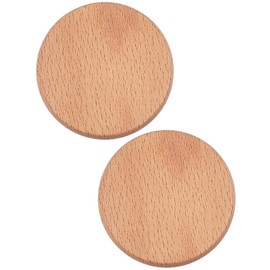 CALFOVERA 2PCS Round Camel Wooden Coasters 6cm Small Flat Beech Wood Cup Holders Tabletop Protection Coffee Cup Drink Mats Cushions Heat Resistant Thermal Insulation Pads Saucers for Home Office