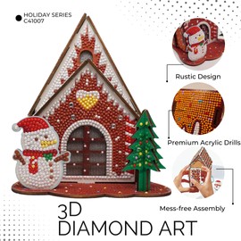 Party Ready 3D Diamond Painting Christmas Carbin Kit – DIY Holiday Décor, Full Drill Mosaic Art for Adults and Kids, Festive Craft Kit