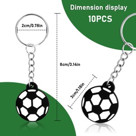Football Keychain, Pack of 10 Mini Sports Ball Keyrings, Football Key Chain Children for Backpack Decoration, Key Chain for Football Party Decorations, white black