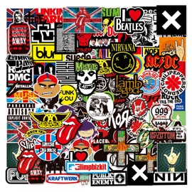 Rock and Roll Music Stickers, 200Pcs Trendy Music Band Sticker Packs for Classic Rock Guitar Stickers for Adults Vinyl Waterproof Decals Fashion Hip-Hop Decals Graffiti Sticker for Teens Adults