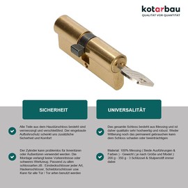 KOTARBAU 5907465918879 Locking Cylinder, Brass, 25/25