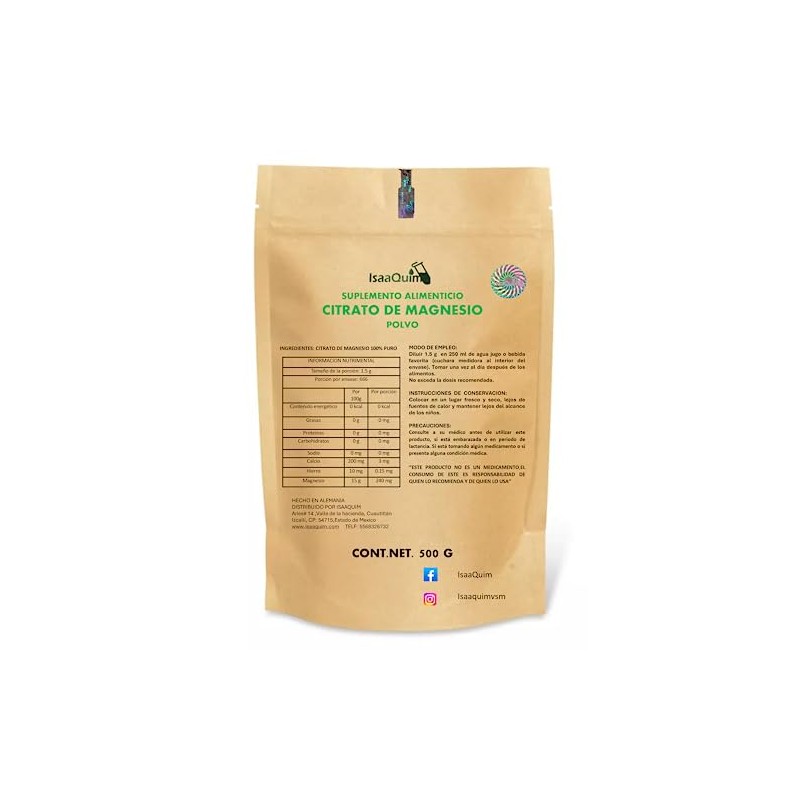 Citrato de Magnesio Alimenticio 500 gr