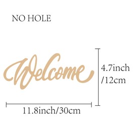 CREATCABIN Laser Cut Wooden Sign Wall Art Welcome Letter Sign Decorative Wall Sculpture Hanging Decor Unfinished for Housewarming Door Wall Room Decoration 30 x 12 x 0.6 cm