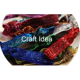 YYCRAFT 5 Yards Glitter 5/8" Elastic Ribbon for Hair Ties Headbands (Black)