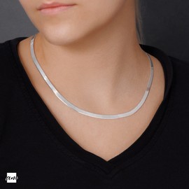 Amberta Women's 925 Sterling Silver Flat Snake Chain: 4.5 mm 41 cm/16.5 inch