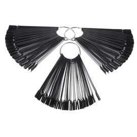 Outanaya 3bags Fan Shaped Nail Display Board Black Nail Tips for Practice and Manicure for Salons Art Schools and Personal Use