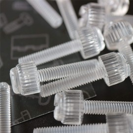 Pack of 60 Transparent Clear Plastic Acrylic Thumbscrews, Slotted+knurled M4 x 20mm