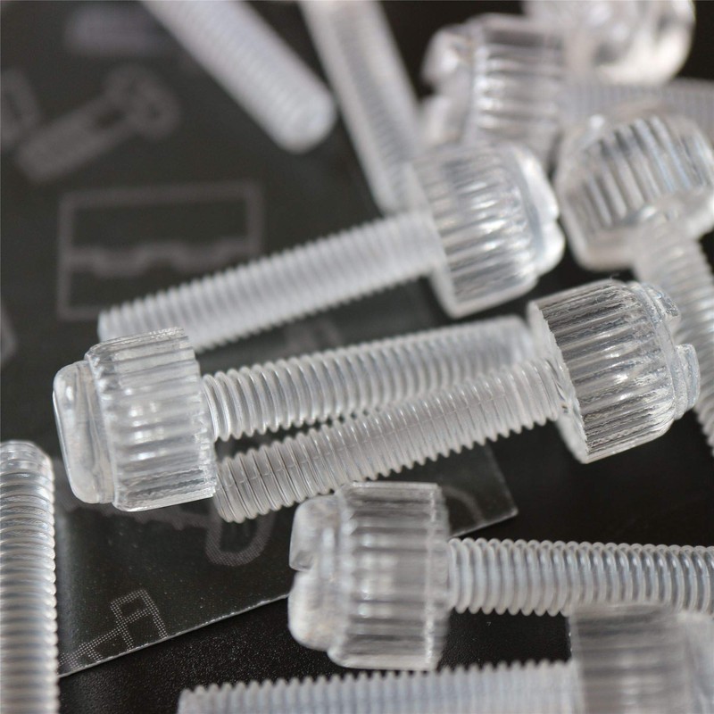 Pack of 60 Transparent Clear Plastic Acrylic Thumbscrews, Slotted+knurled M4