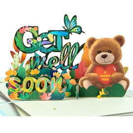 CNLITIHEKA Bear Get Well Soon Card, Pop Up Greeting Card, 3D Pop Up Sympathy Card for Patient.