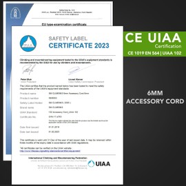 GM CLIMBING CE UIAA Certified Double Blade Construction 6mm Accessory Cord Polyester 6M Cut Black