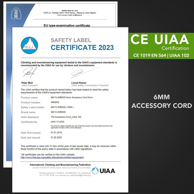 GM CLIMBING CE UIAA Certified Double Blade Construction 6mm Accessory
