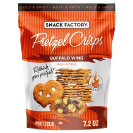 Snack Factory Buffalo Wing Pretzel Crisps, Non-GMO, 7.2 OZ Resealable Bag
