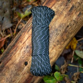Lifesystems Paracord 550lb, 7-core, Reflective, 33 metres length, One Size, Black