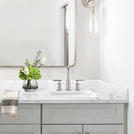 EQLOO 21" x 4" Vanity Top Side Splash, Engineered Stone Sidesplash in Lightning White