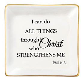 JoycuFF Christian Gifts for Women Holder Trinket Dishes Sister Birthday Christmas Gift Jewelry Tray for Earrings Necklace Bracelet I Can Do all Things Through Christ Who Strengthens Me Phil 4:13