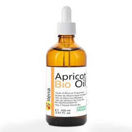 Oïléna Organic Apricot Kernel Oil 100% Pure, Natural, Vegan, No GMO - Aromatherapy Massage Oil Hair Skin Body Certified BIO Moisturiser for face, body and hair 100 ml 3.51 fl oz