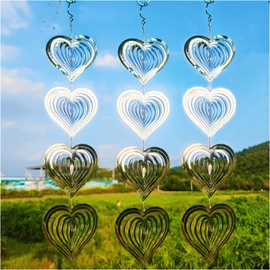 DJUAN Heart Bird Scare Discs Set-Highly Reflective Double-Sided Bird Reflectors,Extra Sparkly Metal Wind Spinner Outdoor Garden Decor, Bird Devices Deterrent to Scare Birds Away from Yard Patio Farm